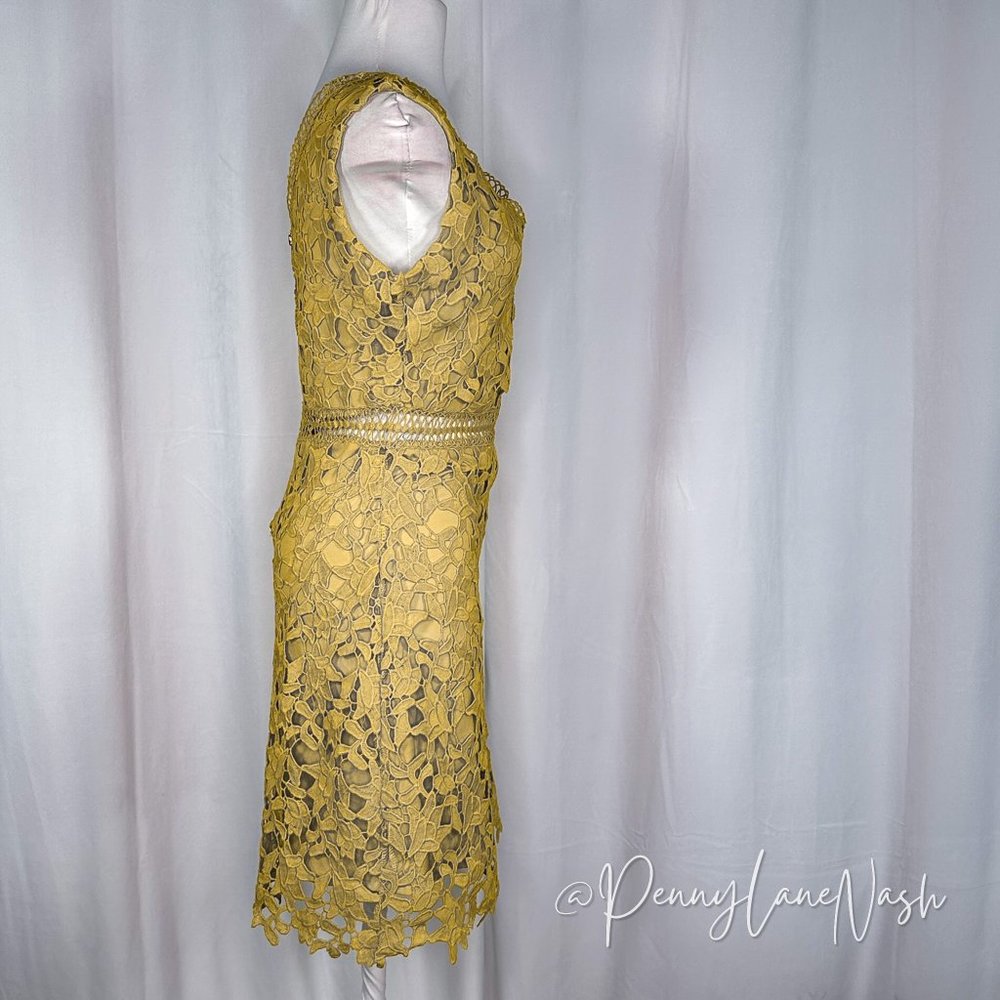 NWT Few Moda New York Crochet Lace Sleeveless Mini Dress Mustard - Picture 12 of 12